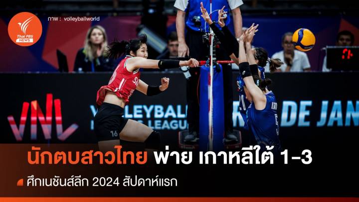 วอลเลย์บอลหญิงไทย พ่าย เกาหลีใต้ 1-3 เซต ปิดท้ายเนชันส์ลีก 2024 สนามแรก