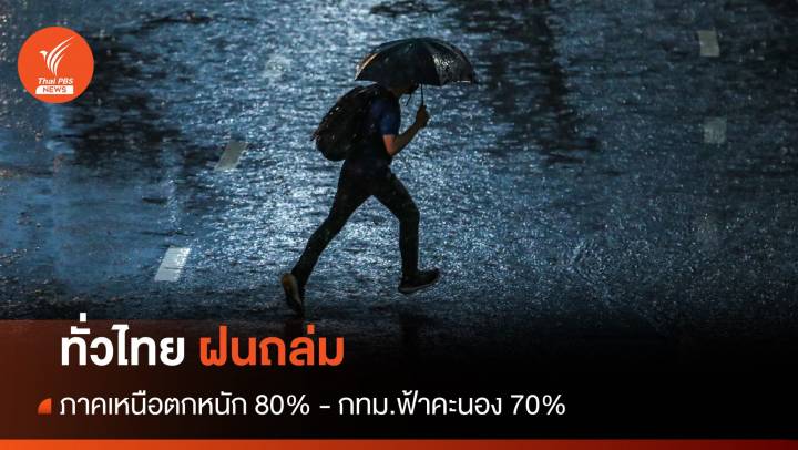 สภาพอากาศวันนี้ ทั่วไทยมีฝน ภาคเหนือตกหนัก 80% - กทม.ฟ้าคะนอง 70%