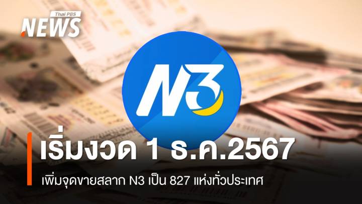 เพิ่มจุดขายสลาก N3 เป็น 827 แห่งทั่วประเทศ เริ่มงวด 1 ธ.ค.2567