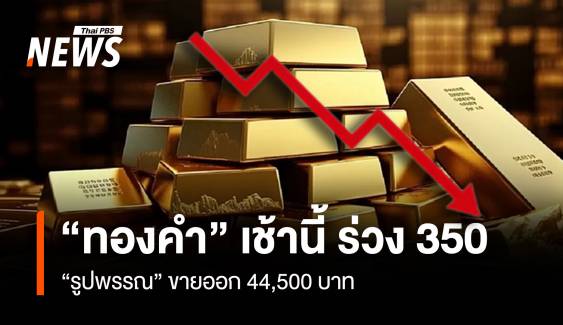 “ทองคำ” เช้านี้ ร่วง 350 “รูปพรรณ” ขายออก 44,500 บาท