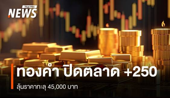  “ทองคำ” ปิดตลาด บวก 250 บาท ลุ้นราคาทะลุ 45,000 บาท