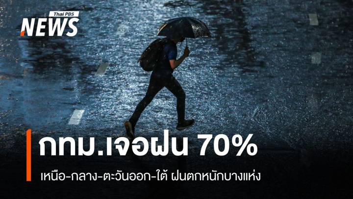 สภาพอากาศวันนี้ กทม.ฝนฟ้าคะนอง 70% ตกหนักบางแห่ง