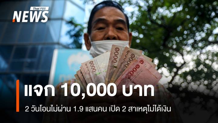 แจก 10,000 บาท 2 วันโอนไม่ผ่าน 1.9 แสนคน เปิด 2 สาเหตุไม่ได้เงิน