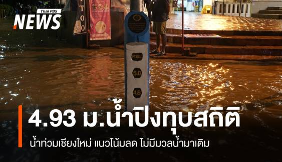 4.93 เมตร "น้ำปิงสูง" เกินปี 54 ทุบสถิติ-คาดทรงตัวลดเร็ว