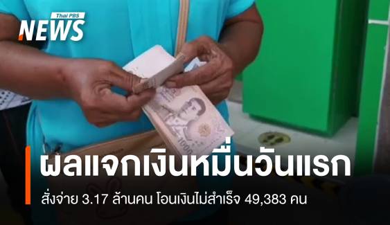 "คลัง" สรุปผลแจกเงิน 10,000 วันแรกโอนไม่สำเร็จ 49,383 คน