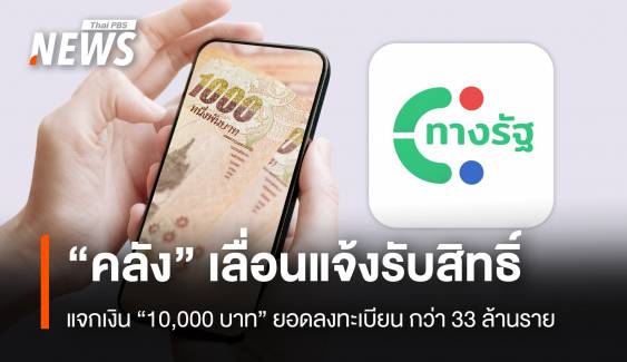 “คลัง” เลื่อนแจ้งรับสิทธิ์ แจกเงิน “10,000 บาท”