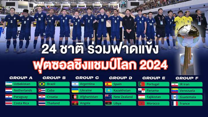 24 ชาติ ร่วมฟาดแข้ง ฟุตซอลชิงแชมป์โลก 2024 