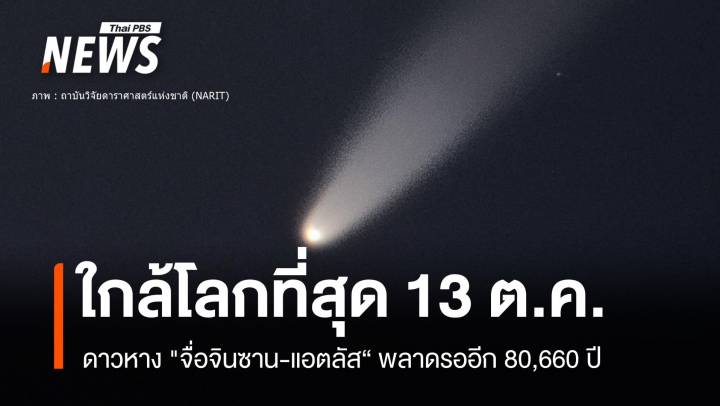 ดาวหาง "จื่อจินซาน-แอตลัส " ใกล้โลก 13 ต.ค.พลาดรอ 80,660 ปี 