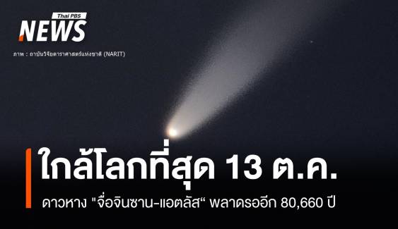 ดาวหาง "จื่อจินซาน-แอตลัส " ใกล้โลก 13 ต.ค.พลาดรอ 80,660 ปี 