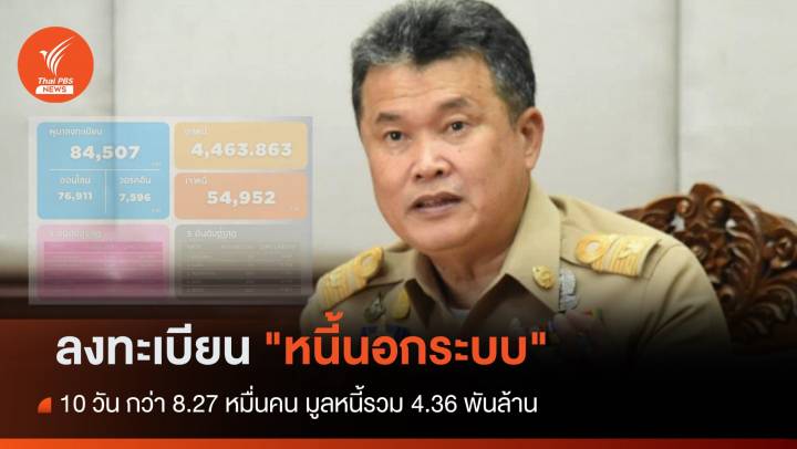 สัปดาห์ที่ 2 ลงทะเบียน "หนี้นอกระบบ" กว่า 8.27 หมื่นคน มูลหนี้รวม 4.36 พันล้าน  
