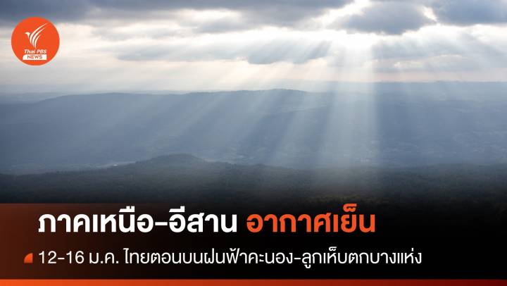 สภาพอากาศวันนี้ เหนือ-อีสานอากาศเย็น - ใต้ตอนล่างฝนลดลง