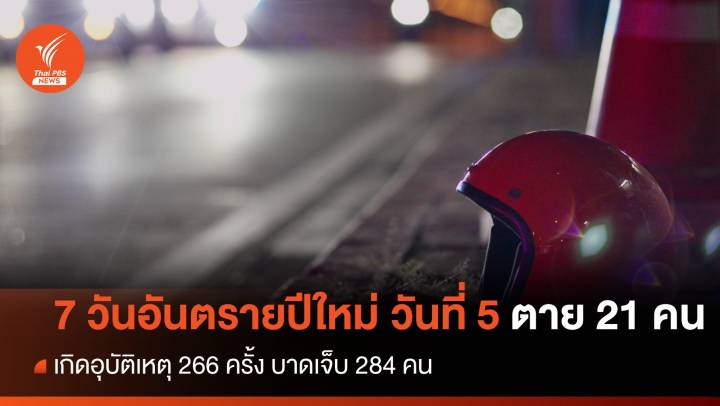 7 วันอันตรายปีใหม่ วันที่ 5 อุบัติเหตุ 266 ครั้ง เสียชีวิต 21 คน 