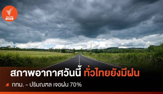 สภาพอากาศวันนี้ ทั่วไทยยังเจอฝนตกหนักในบางพื้นที่ กทม. - ปริมณฑล ฝน 70% 