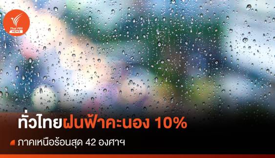 สภาพอากาศวันนี้ ทั่วไทยเจอฝน 10% เหนือร้อนสุด 42 องศาฯ