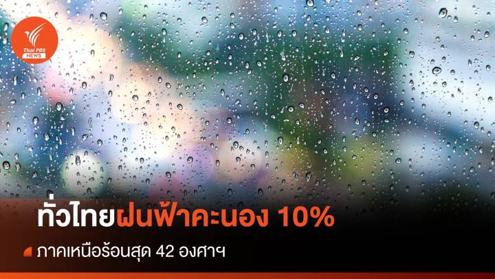 สภาพอากาศวันนี้ ทั่วไทยเจอฝน 10% เหนือร้อนสุด 42 องศาฯ