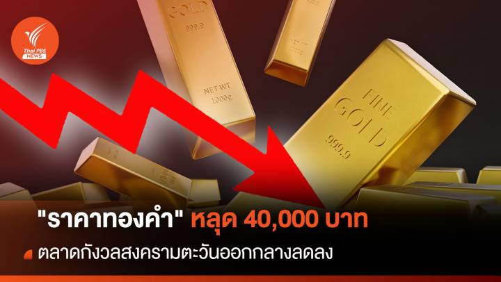 "ราคาทองคำ" หลุด 40,000 ตลาดกังวลสงครามตะวันออกกลางลดลง