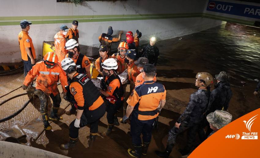 ชาวเกาหลีใต้ติดน้ำท่วมชั้นใต้ดินเสียชีวิต 7 คน