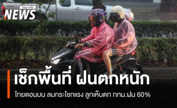 สภาพอากาศวันนี้ เตือนไทยตอนบน รับมือฝน ลมแรง กทม.ฝน 60%