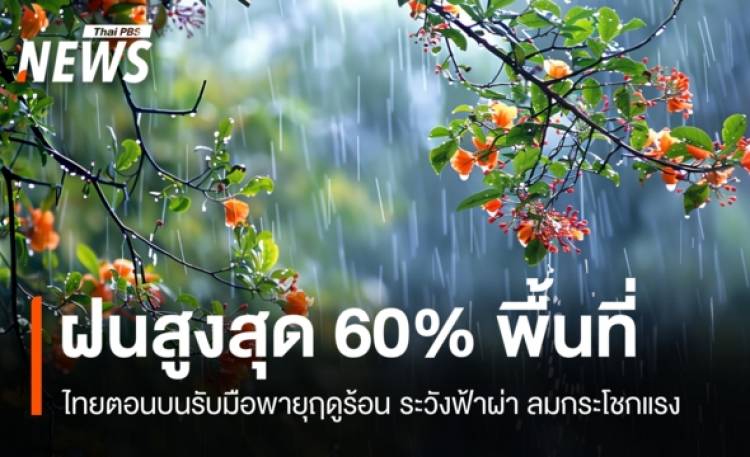 สภาพอากาศวันนี้ ไทยตอนบนฝนสูงสุด 60% พื้นที่ ระวังฟ้าผ่า ลมกระโชกแรง