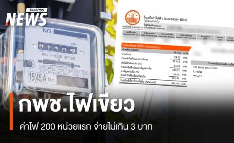 กพช.ไฟเขียวค่าไฟ 200 หน่วยแรก จ่ายไม่เกิน 3 บาท รับซื้อไฟฟ้าโซลาร์เซลล์ 2.20 บาท