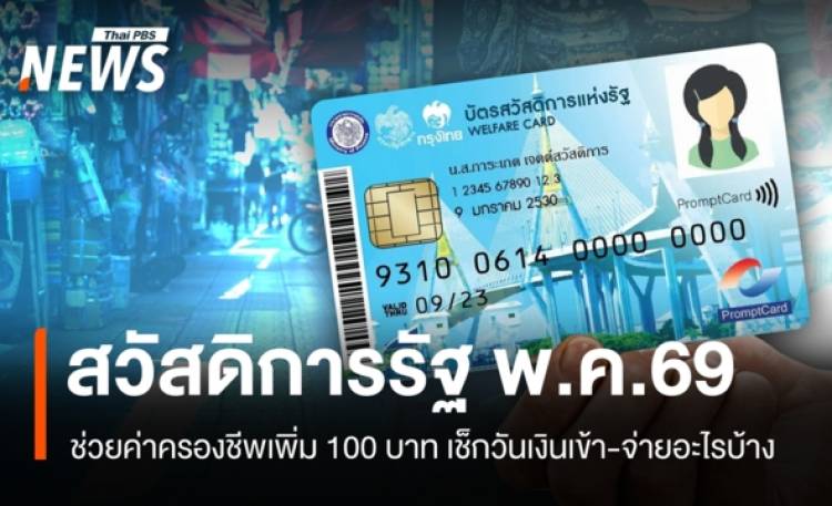 อัปเดตสวัสดิการรัฐ พ.ค.69 ช่วยค่าครองชีพเพิ่ม 100 บาท