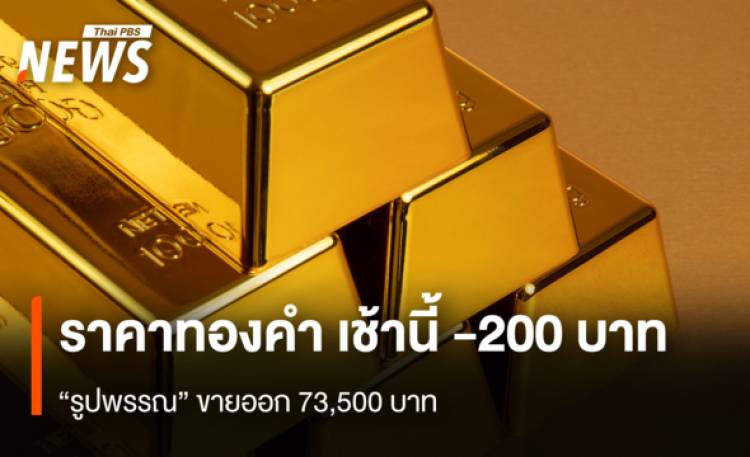 ราคาทองคำ เช้านี้ -200 บาท  “รูปพรรณ” ขายออก 73,500 บาท
