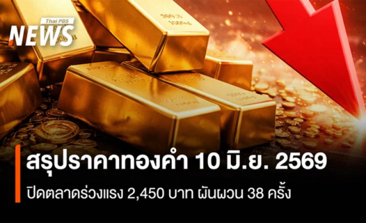 สรุปราคาทองคำ 10 มิ.ย. 2569  ปิดตลาดร่วงหนัก -2,45