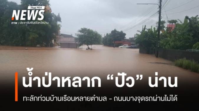 ฝนตกหนักทำน้ำป่าหลากท่วม "ปัว" จ.น่าน ถนนบางจุดรถผ่านไม่ได้