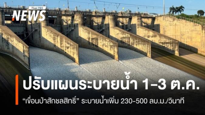 "เขื่อนป่าสักชลสิทธิ์" แจ้งเตือน 1-3 ต.ค. ระบายน้ำเพิ่ม 230-500 ลบ.ม./วินาที