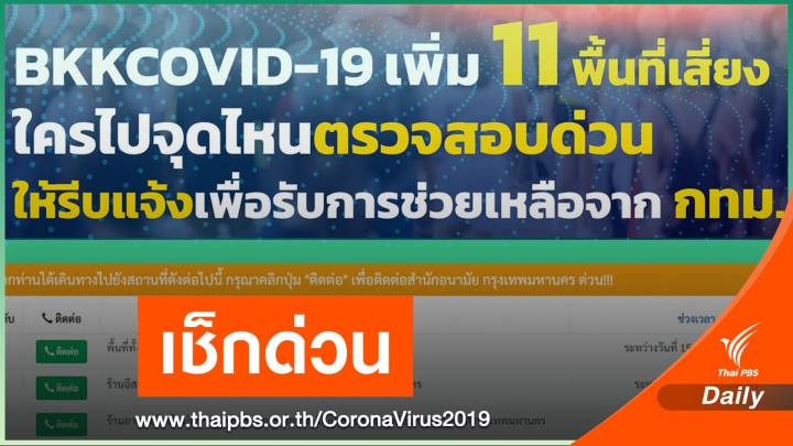กทม.แจ้งใครเคยเดินทางไป 11 พื้นที่ รายงานตัวด่วน