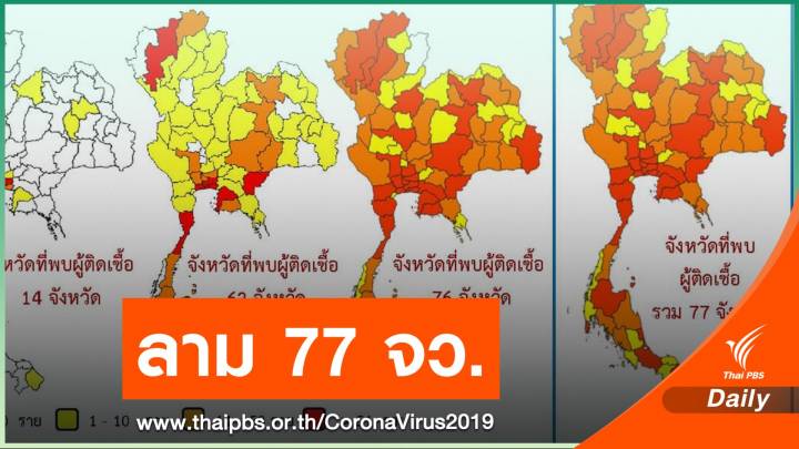 โควิดลามทั่วไทย! ป่วยเพิ่ม 1,582 คน ติดเชื้อครบ 77 จังหวัด