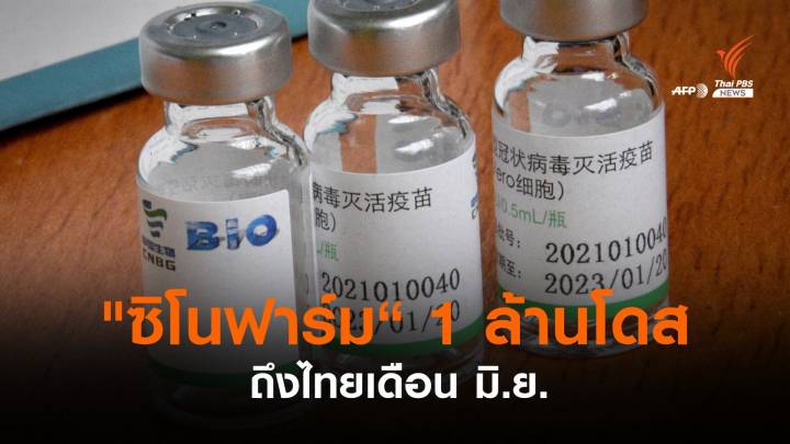 ราชวิทยาลัยจุฬาภรณ์ ยืนยัน "ซิโนฟาร์ม" เข้าไทย 1 ล้านโดส มิ.ย.นี้