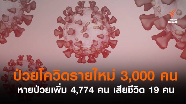 ไทยติดเชื้อโควิด 3,000 เสียชีวิต 19 หายป่วยเพิ่ม 4,774 คน