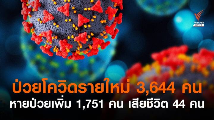 ไทยติด COVID-19 เพิ่ม 3,644 คน เสียชีวิต 44 คน