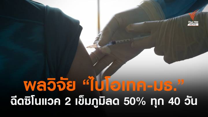 ผลวิจัย "ไบโอเทค-มธ." ชี้ฉีคซิโนแวค 2 เข็ม ภูมิลด 50% ทุก 40 วัน