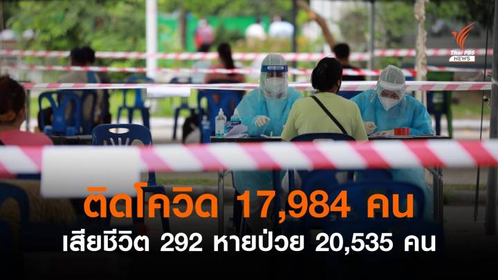 ติดโควิดเพิ่ม 17,984 คน เสียชีวิต 292 คน  