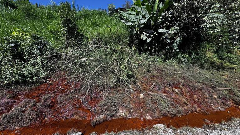 จุดที่คาดว่าเกิดจากการรั่วซึมของกากแร่ จากการทำเหมือง