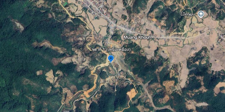 ภาพมุมสูง Google Earth บริเวณเมืองคูน แขวงเชียงแขวง สปป.ลาว