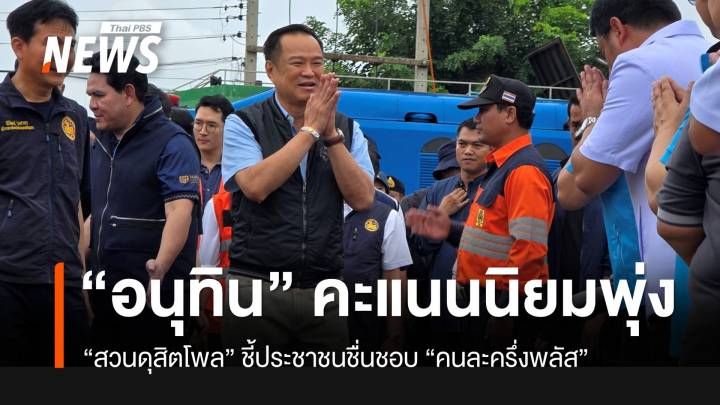 สวนดุสิตโพล- "อนุทิน" คะแนนนิยมพุ่ง คนชื่นชอบ "คนละครึ่งพลัส"