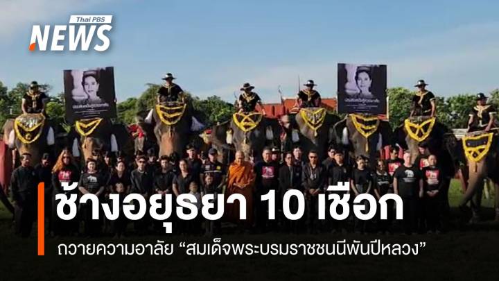 ช้างอยุธยา 10 เชือก ร่วมรำลึกพระมหากรุณาธิคุณ "สมเด็จพระบรมราชชนนีพันปีหลวง"