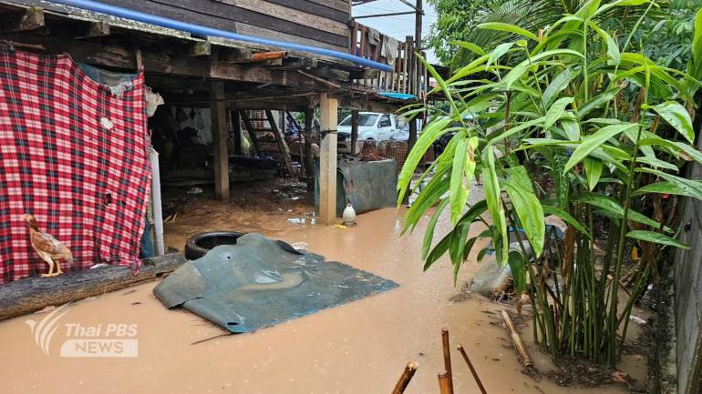 บ้านเรือนชาวบ้าน ใน อ.ท่าวังผา จ.น่าน ถูกน้ำท่วม หลังฝนตกลงมาอย่างหนักติดต่อกันหลายชั่วโมงเมื่อเช้านี้