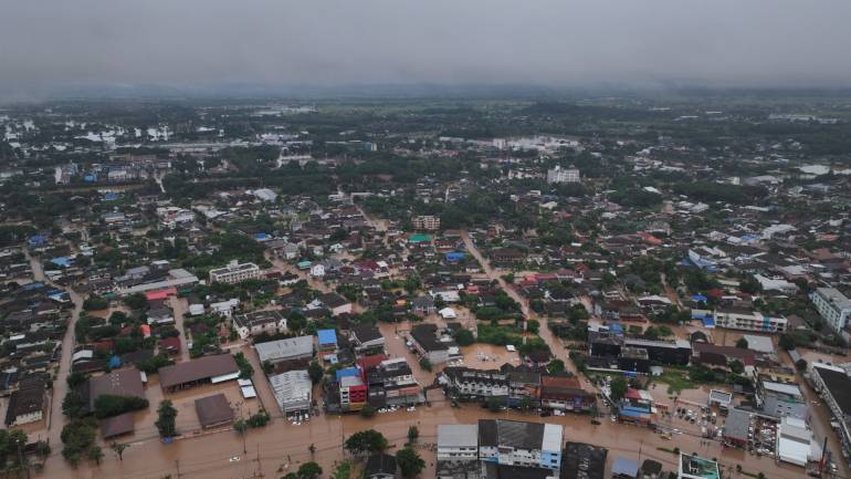 ภาพมุมสูงน้ำท่วมในเขตอ.เมืองเชียงราย