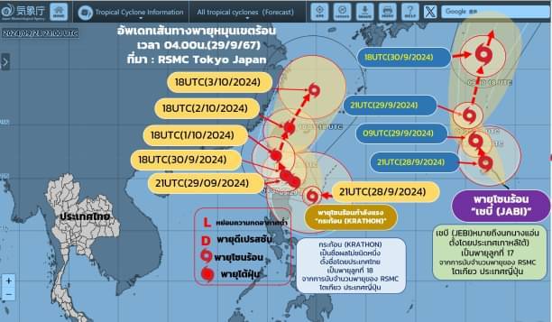 อัปเดตพายุกระท้อน ตั้งชื่อโดยไทย เป็นพายุลูกที่ 18 (RSMC โตเกียว ประเทศญี่ปุ่น) ศูนย์กลางยังอยู่ทางด้านตะวันออกของเกาะลูซอล ฟิลิปปินส์ มีแนวโน้มจะแรงขึ้นเป็นพายุไต้ฝุ่นได้ 