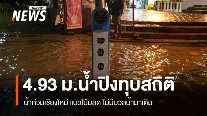 4.93 เมตร "น้ำปิงสูง" เกินปี 54 ทุบสถิติ-คาดทรงตัวลดเร็ว