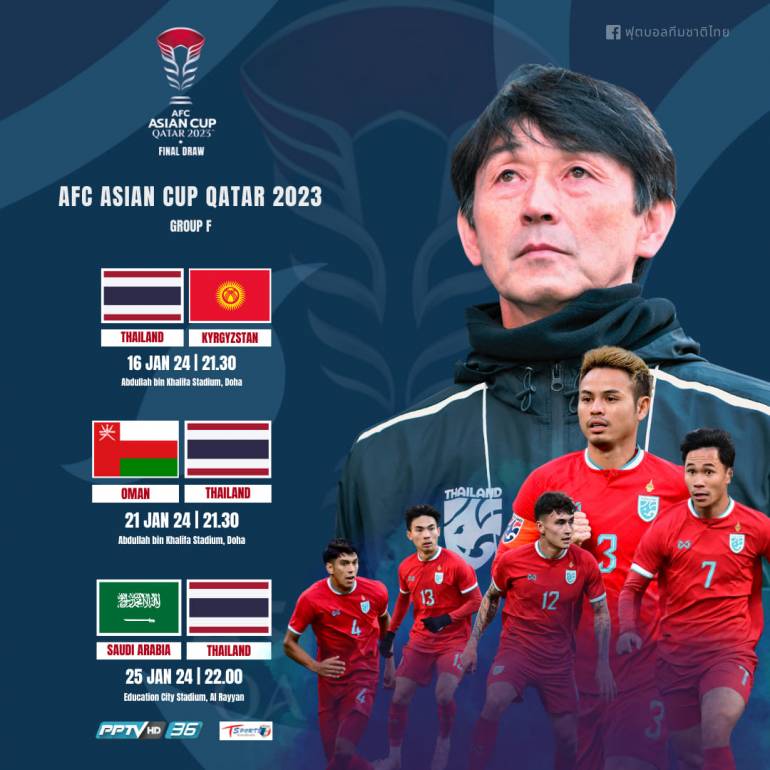 โปรแกรมการแข่งขัน ทีมชาติไทย ในศึก เอเชียนคัพ 2023 