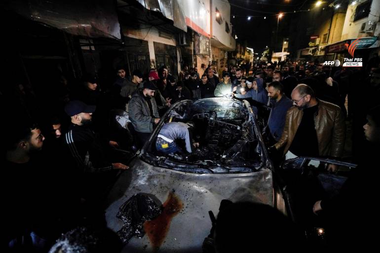 นักรบชาวปาเลสไตน์ 4 คนในรถยนต์ถูกกองทัพอิสราเอลโจมตีทางอากาศ