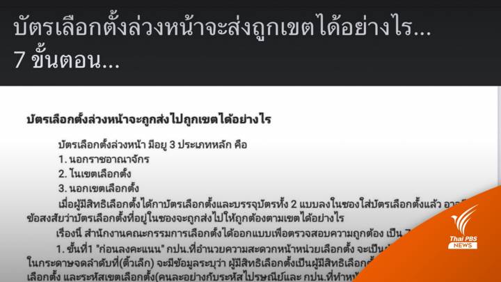 เลือกตั้ง2566 : เลขาฯ กกต.แจง 7 ขั้นตอน ส่ง "บัตรเลือกตั้งล่วงหน้า" กลับเขตเลือกตั้ง