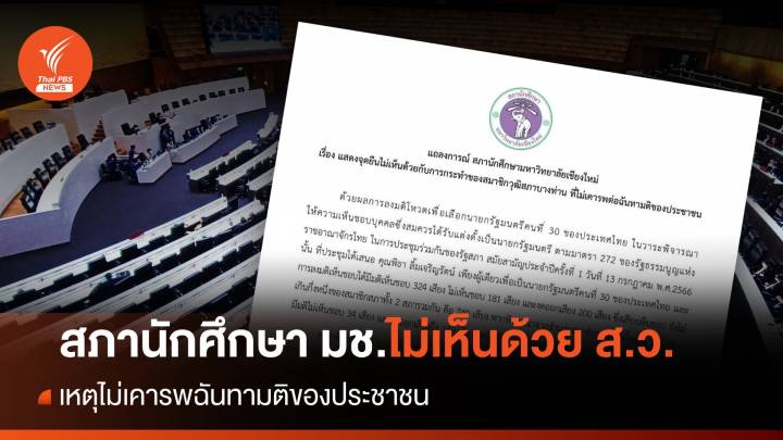 สภานักศึกษา มช.ออกแถลงการณ์ ไม่เห็นด้วย ส.ว.เหตุไม่เคารพฉันทามติประชาชน