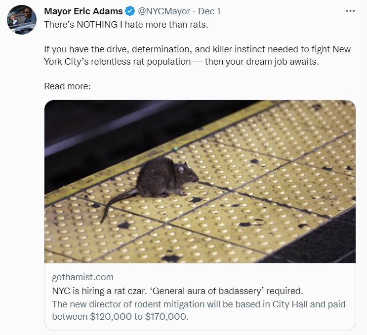 Twitter : Mayor Eric Adams