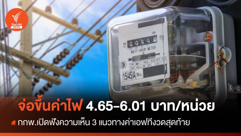 ค่าไฟงวด ก.ย.-ธ.ค.67 จ่อปรับขึ้นแตะ 4.65 – 6.01 บาทต่อหน่วย